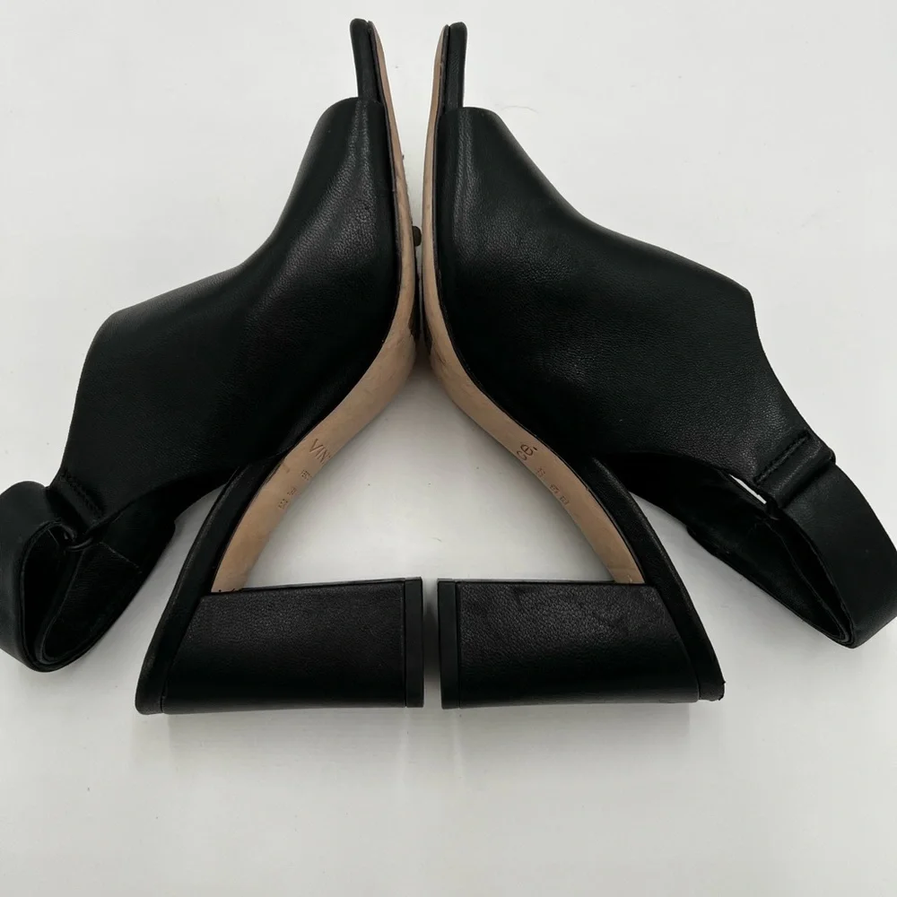Women's Vince Niara Block Heel‎ Slingback Sandal In Black size 5.5M
